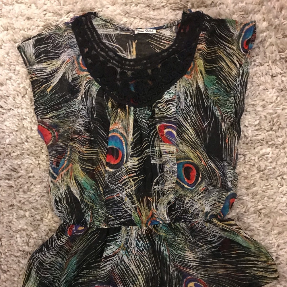 Peacock statement blouse (cap sleeves)